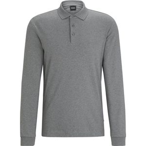 BOSS Pado regular fit polo lange mouw - jersey - middengrijs