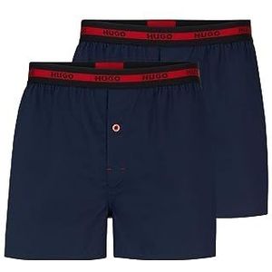 HUGO boxershorts woven (2-pack), heren boxers wijd model, donkerblauw