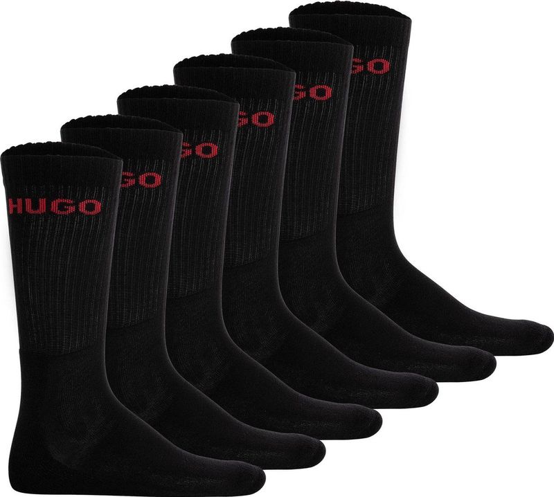 HUGO - 50510187 - Set van 6 Paar Korte Sokken - Zwart - Katoen