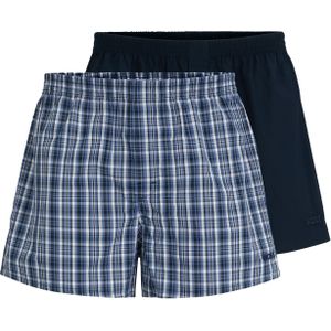 HUGO BOSS boxershorts woven (2-pack), heren boxers wijd model, blauw