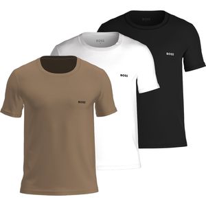 HUGO BOSS Classic T shirts regular fit (3 pack) heren T shirts O hals midden beige zwart en wit