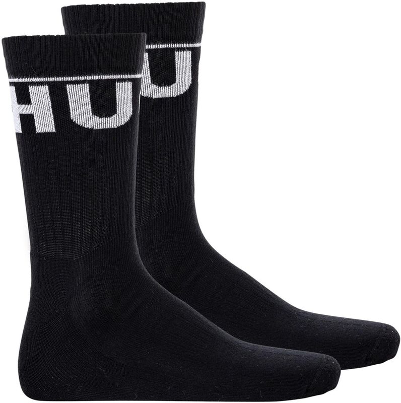 HUGO Freizeitsocken 2P QS RIB ICONIC CC (Packung, 2-Paar, 2er) mit kontrastfarbenen HUGO Schriftzug