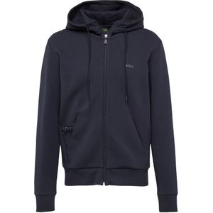 BOSS GREEN - Saggy - Capuchonsweatvest - Dark Blue - Met Trekkoord