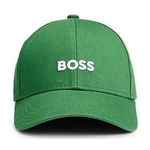 Hugo Boss, Accessoires, Heren, Groen, ONE Size, Katoen, Groene Twill Katoenen Pet met Geborduurd Logo