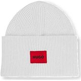 Geribbelde beanie met rood logolabel