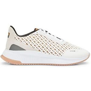 BOSS TTNM EVO Runn TTNM EVO vetersneakers van monogram-mesh met suède-details, maat, Open wit., 42 EU