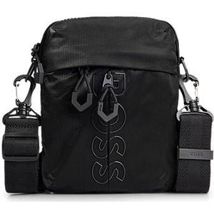 Crossbodytas van gecoat velours met contourlogo