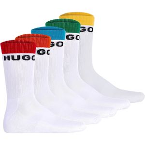 HUGO Sokken 'Rainbow'  blauw / lichtgeel / groen / lichtoranje / rood / offwhite