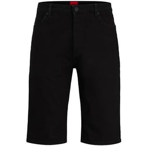 Tapered-fit shorts van zwart denim in peper-en-zoutlook