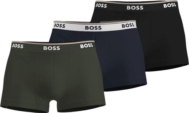 HUGO BOSS - Power - Boxershorts - Zwart - Olijfgroen - Blauw - 3-pack