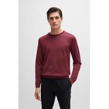 BOSS Leno slim fit trui wol, heren pullover middeldik O-hals, rood