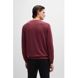 BOSS Leno slim fit trui wol, heren pullover middeldik O-hals, rood
