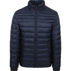 Tussenjas Hugo Boss donkerblauw effen rits normale fit