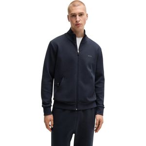 BOSS - Regular-Fit Sweatshirt - Marineblauw - Katoen - Ritssluiting