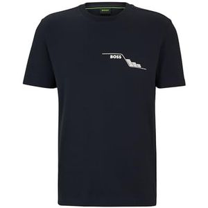 BOSS Heren Tee 3 T-shirt van katoen-jersey met ronde hals en seizoensgebonden artwork, Dark Blue402, L