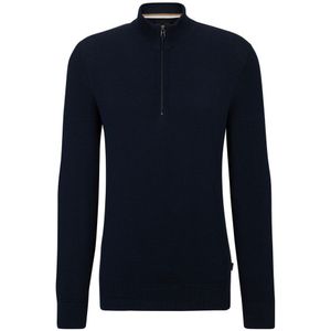 BOSS Black - Pullover - Blauw - 100% Katoen