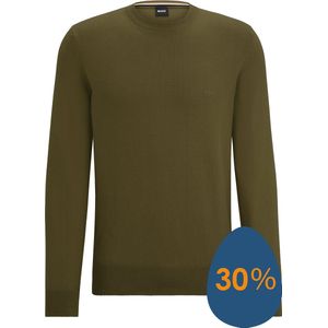 BOSS - Regular-Fit Trui - Katoen - Ronde Hals - Lange Mouwen - Blauw