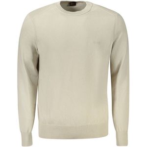 Hugo Boss - Trui - Beige - Katoen en Kapok - Logo Borduursel