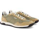 Hugo Boss sneaker groen/ beige gemêleerd leer structuur