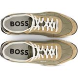 Hugo Boss sneaker groen/ beige gemêleerd leer structuur