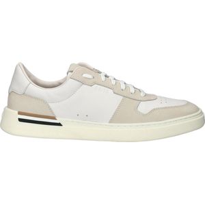 BOSSvoor mannen. 50517303 Clint Leren Sneakers Wit (44), Leer, Plat, Veters, Casual