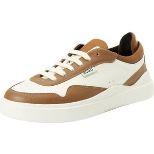 HUGO Blake Tenn Leren sneakers voor heren met pop-kleur details, maat, Open Brown241, 44 EU