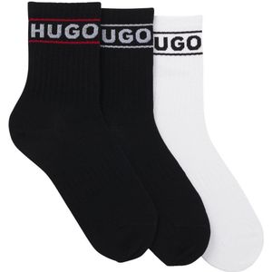 Sokken - Geribbelde Sportkousen - Zwart - Biologisch Katoen - Drie Paar