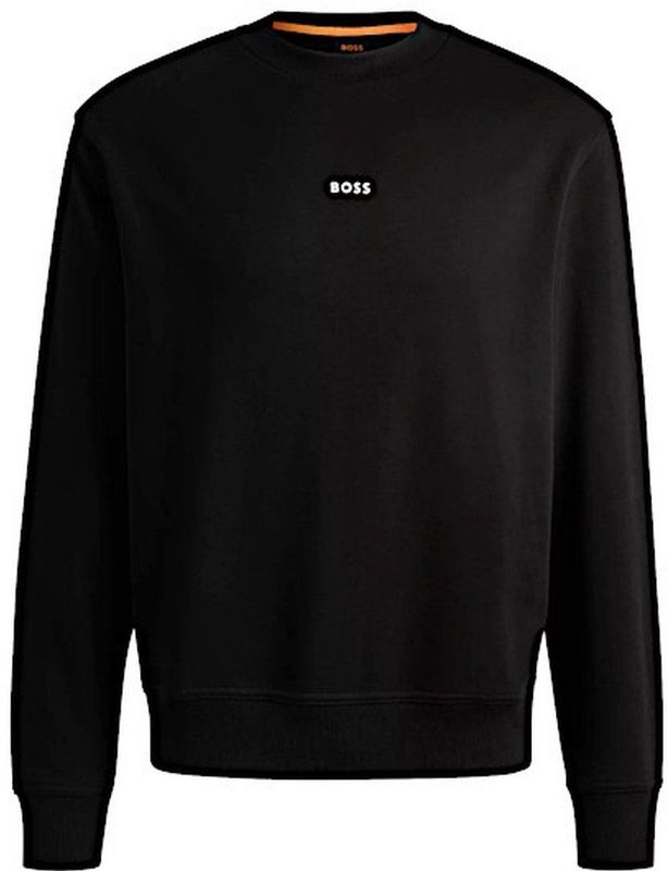 Hugo Boss, Sweatshirts & Hoodies, Heren, Zwart, XL, Katoen, Sweatshirt met ronde hals en logo-detail