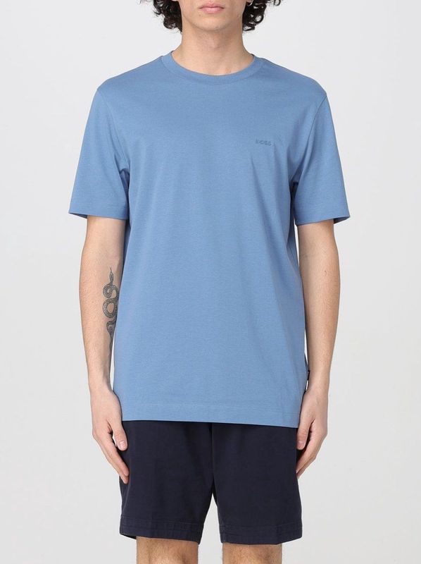 BOSS Black - T-shirt - Blauw - Katoen - Regular Fit