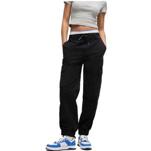 Hugo - Dames Broeken - Zwart - Katoen - Cargo Broek met Relaxte Pasvorm