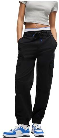 Hugo - Dames Broeken - Zwart - Katoen - Cargo Broek met Relaxte Pasvorm