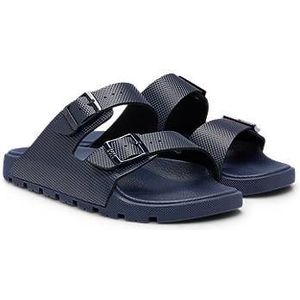 BOSS Surfley Sand uniseks sandalen met dubbele riem en gestructureerde schacht, Blauw