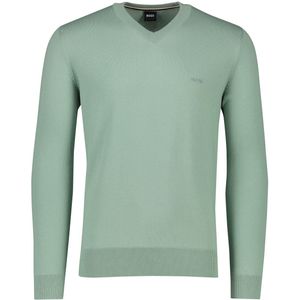 BOSS Black Pacello-L trui v-hals katoen effen groen