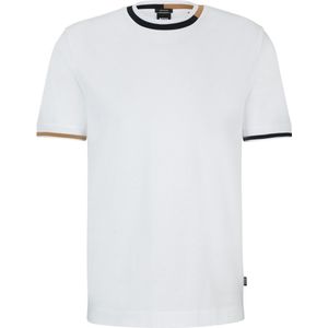 Hugo Boss - Gemerceriseerd Katoenen T-shirt - Wit - Ronde Hals, Korte Mouwen, Regular Fit