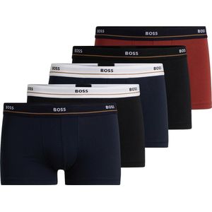 HUGO BOSS Essential trunks (5-pack), heren boxers kort, blauw, zwart en donkerrood