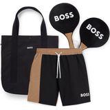 HUGO BOSS Beach Ball Set, heren zwembroek, tafeltennis set en tas, beige met zwart
