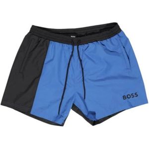 HUGO BOSS Beach Set, heren zwembroek, handdoek en tas, kobalt blauw met zwart