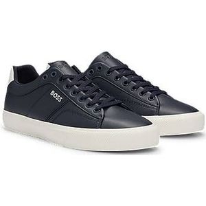 Hugo Boss, Schoenen, Heren, Blauw, 41 EU, Leer, Blauwe Leren Sneakers Herfst/Winter Collectie