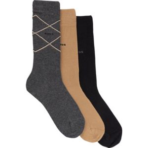 HUGO BOSS - Cadeauset Herensokken - Zwart, Beige, Grijs - 3-Pack