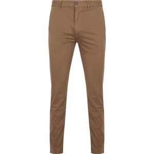 BOSS Heren slim fit chino stretch katoen satijn bruin 32W / 32L, Bruin