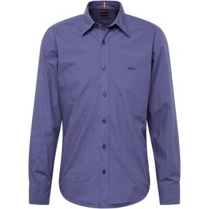 Hugo - Blauw Katoenen Heren Overhemd - Italiaanse Stijl