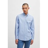 BOSS - Regular Fit Overhemd - Grijs - 100% Katoen - Lange Mouwen