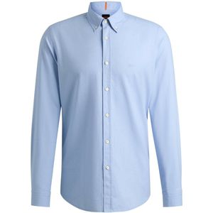 BOSS - Regular Fit Overhemd - Grijs - 100% Katoen - Lange Mouwen