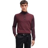 BOSS Dambino regular fit schipperstrui wol - heren trui middeldik met korte rits - rood