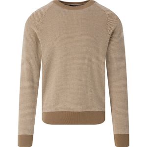 BOSS Dairon regular fit trui wolmengsel - heren trui middeldik O-hals - beige