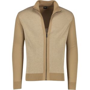 BOSS Daveto regular fit vest wol - heren vest middeldik - beige