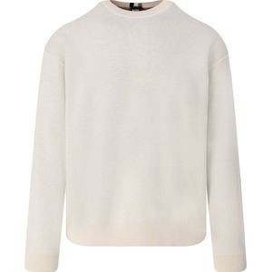 BOSS Daero regular fit trui katoen met wol - heren trui middeldik O-hals - wit