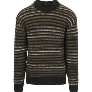 BOSS Pullover Aturn Wolblend Strepen Zwart - Heren - Pullovers