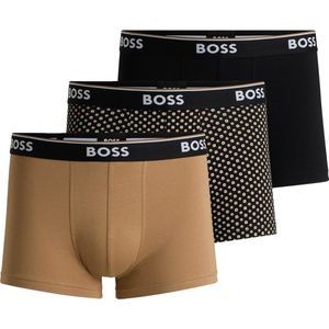 HUGO BOSS - Power - Boxershorts - Zwart/Beige - 3-Pack, Katoen Elastaan Mix