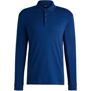 BOSS Pado regular fit polo lange mouw, jersey, blauw